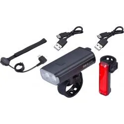 Světla BBB BLS-175 StrikeCombo - sada, přední, 1600 lm, zadní, 20 lm, akumulátory 5200 a 300 mAh