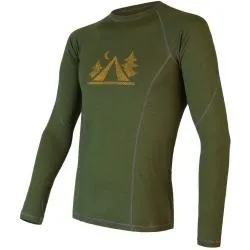 Triko Sensor Merino DF Camp - pánské, dlouhý, zelená safari