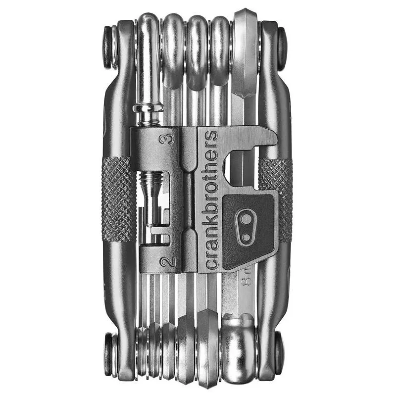 Multiklíč Crankbrothers M17 - cestovní nářadí na kolo, niklová šedá