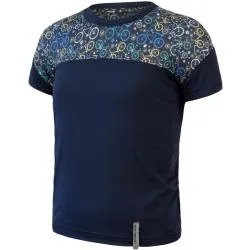 Koszulka Sensor Coolmax Impress - dziecięca, krótka, granatowa, wzór rowerowy