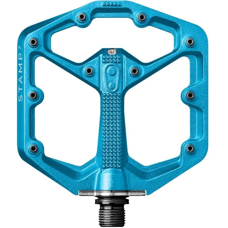 Pedály Crankbrothers Stamp 7 Small - hliníková platforma 100x100 mm, pro 37-43 EU, modrá