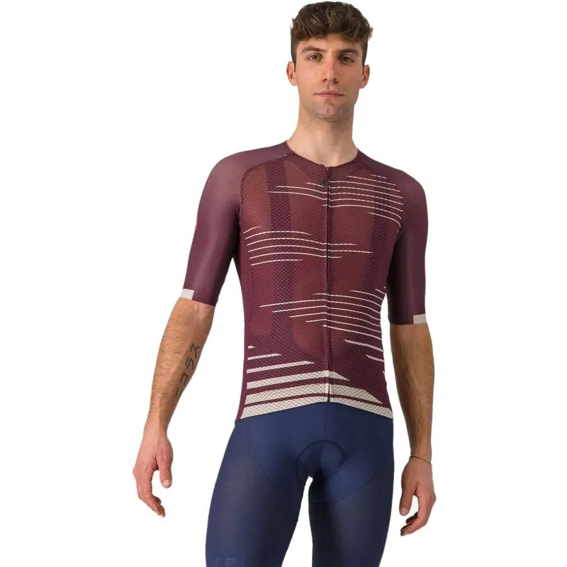 Dres Castelli Climbers 4.0 - pánské, krátký, vínová-stříbrná