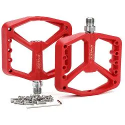 Pedály Enlee NY02 - plastová platforma 110 x 100 mm, červená