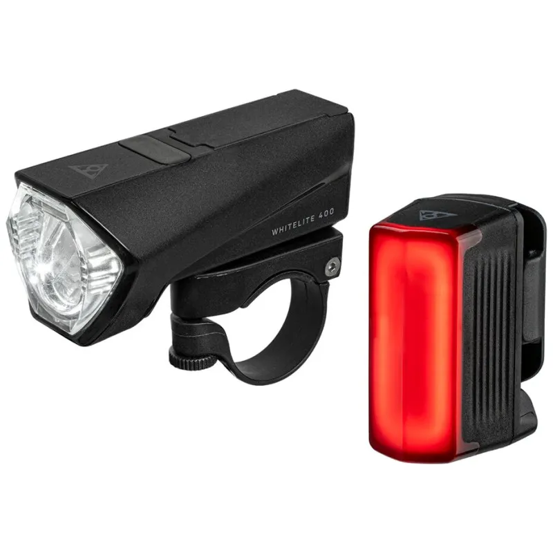 Světla Topeak Powerlite Combo 400/30 - sada, přední a zadní, integrované akumulátory Li‑Ion 1800 a 360 mAh, černá