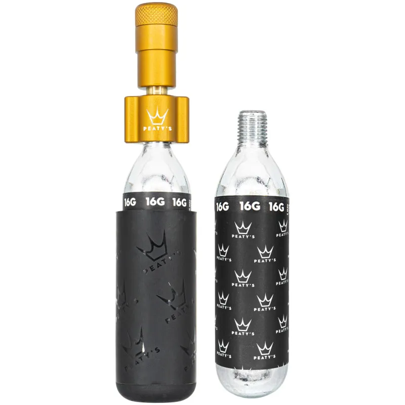 CO2 inflátor Peatys HoleShot CO2 KIT Road & Gravel - včetně 2 bombiček 16 g, bourbon