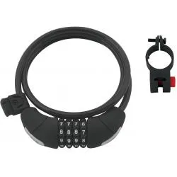 Zámek Force spirála na kód s držákem 120cm/8mm - černý 49115