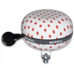 Zvonek Basil Polkadot Big Bell - bílo-červená, 80 mm
