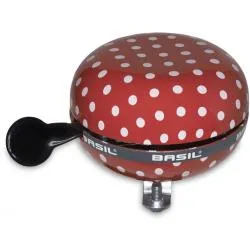 Zvonek Basil Polkadot Big Bell - červeno-bílá, 80 mm
