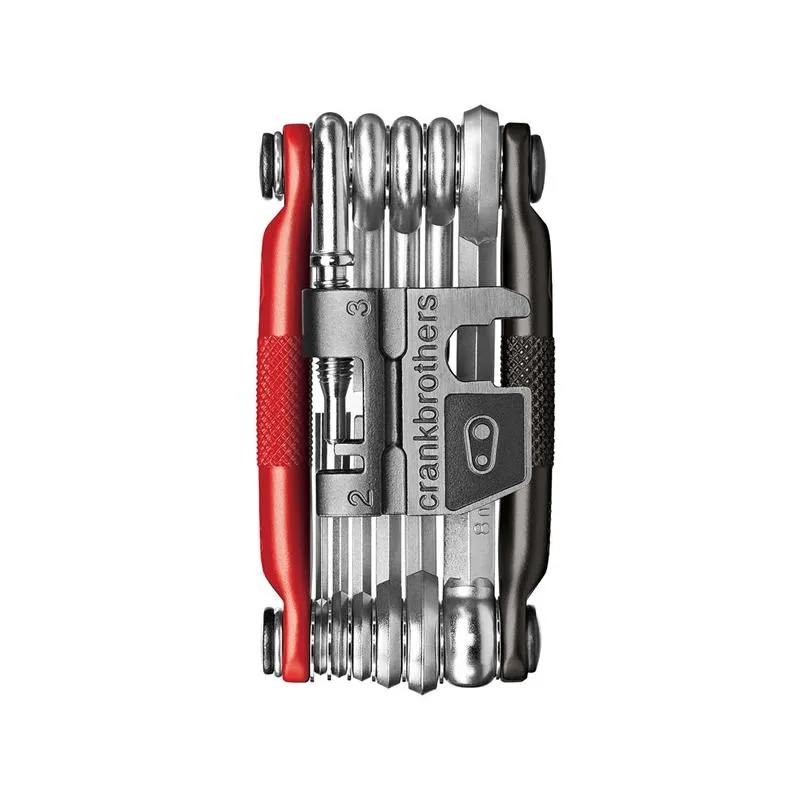 Multiklíč Crankbrothers M17 - cestovní nářadí na kolo, černá-červená