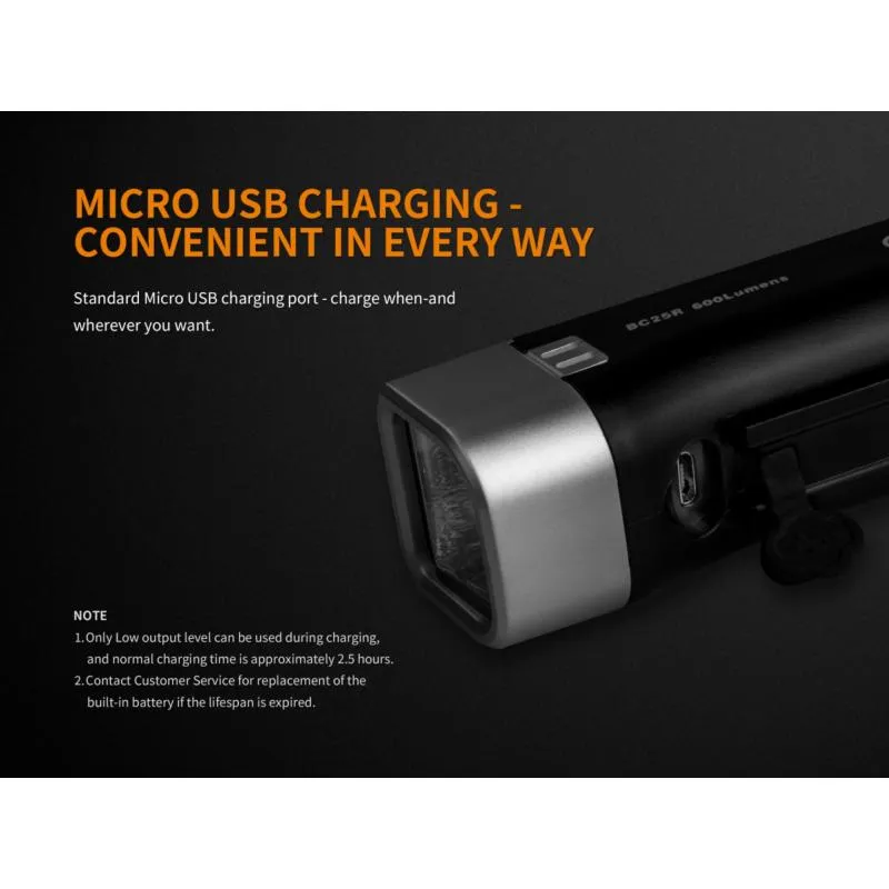 Světlo Fenix BC25R - přední, 600 lm, černá - 8