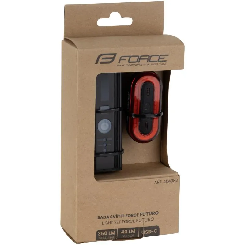Světla Force Futuro Alert 350 & Arc 40 USB - přední a zadní, akumulátor Li-Pol 1200 a 400 mAh, černá - 6
