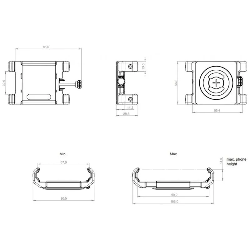 Držák SP Connect Universal Phone Clamp MAX SPC Plus - pro šířku telefonu 65-89,5 mm, černá - 5